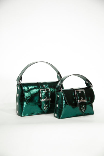 Ares metallic dark green L bag