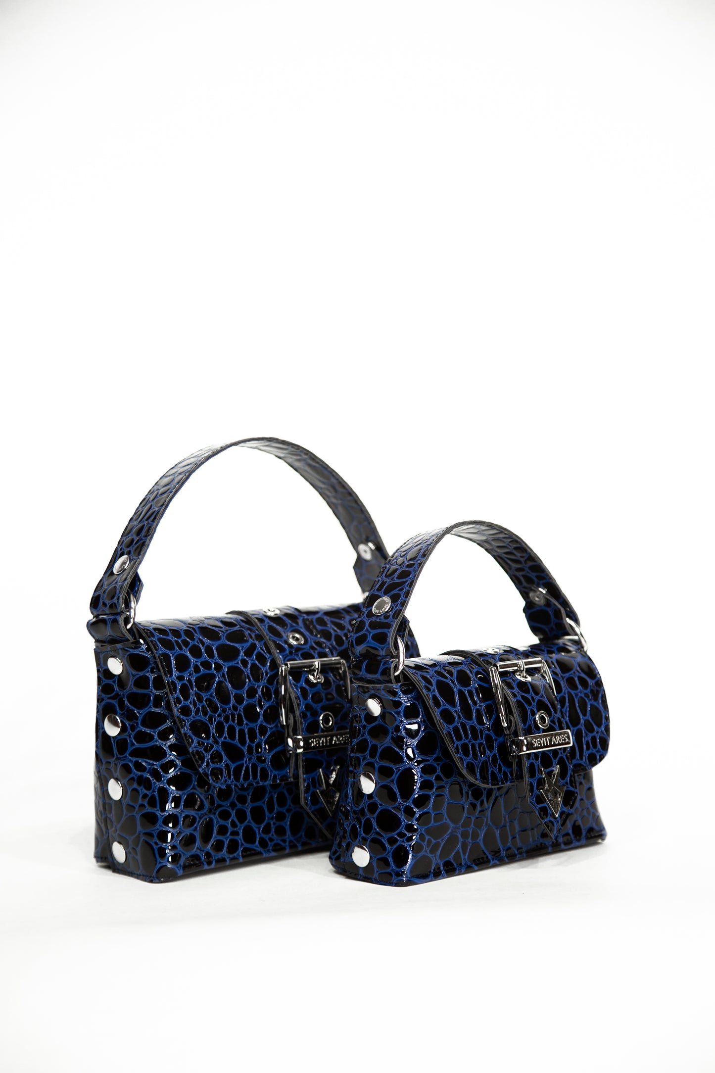 Ares crocodile L bag, blue