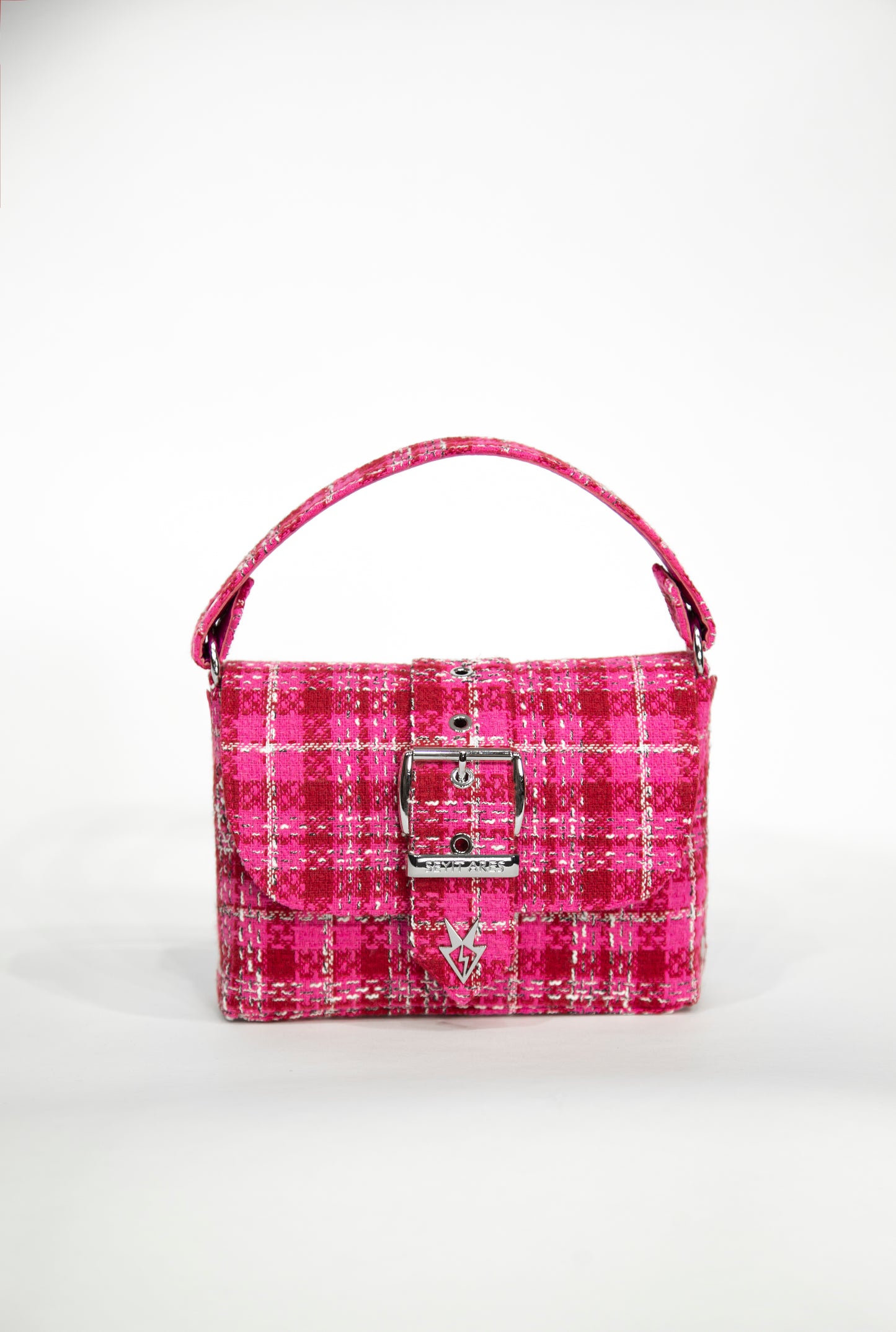 Tweed checkered bag, pink