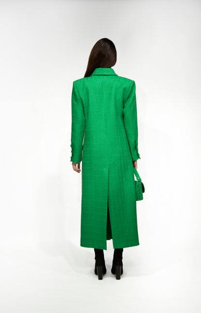 Tweed long coat, green